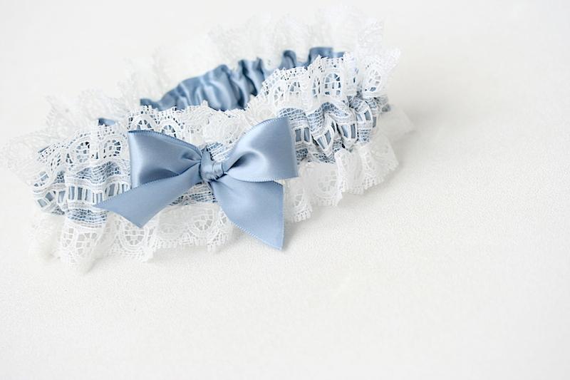 Garter: Dusty Blue and Ivory Lace