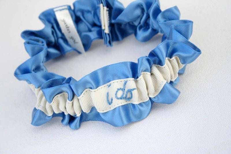 Blue Embroidered Garter