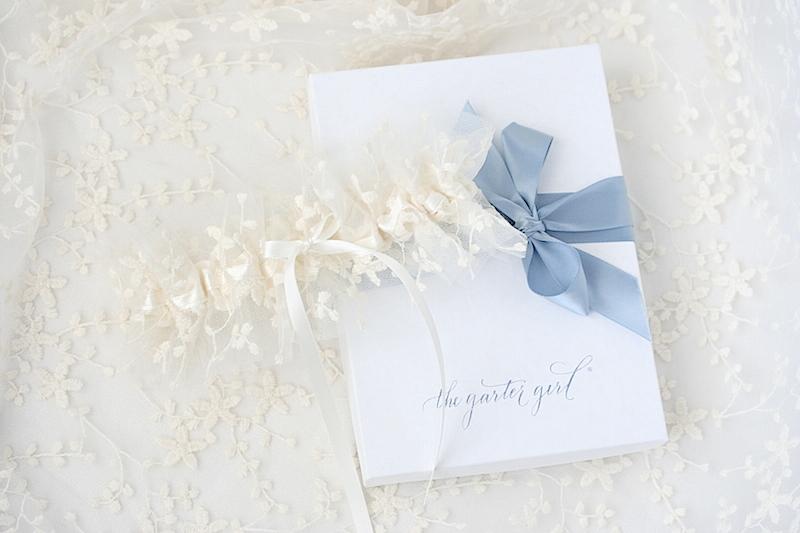 Garter: Ivory Floral Tulle