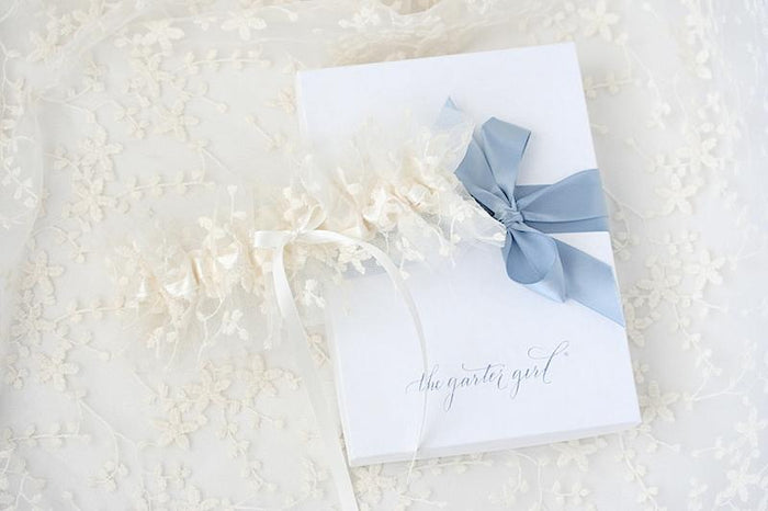 Garter: Ivory Floral Tulle