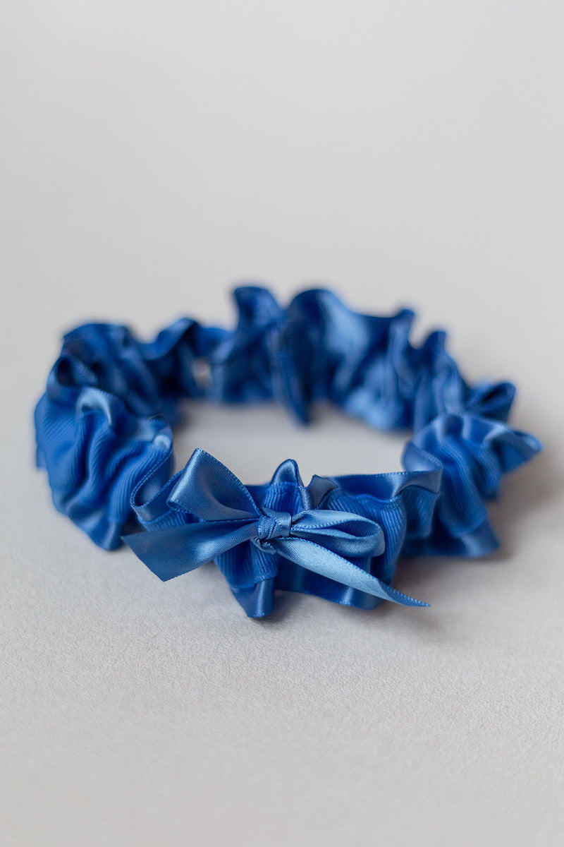french blue monochromatic wedding garter