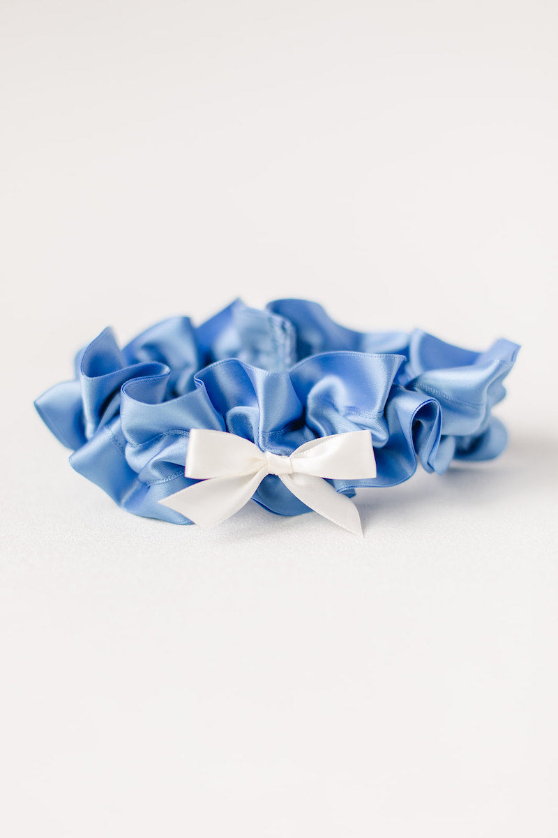 Garter: French Blue with Ivory Satin