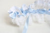 Garter Set: White Lace Ruffles and Blue