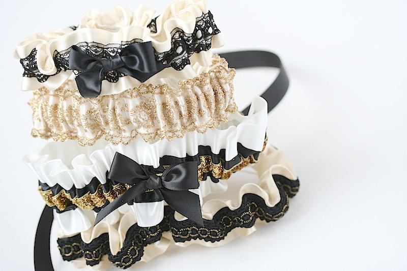 Black and Gold Wedding Garters