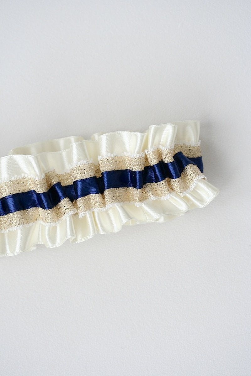 Garter: Gold Lace & Navy Blue