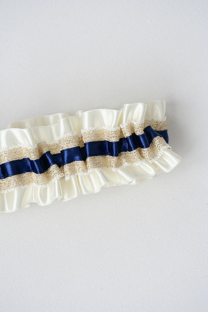 Garter: Gold Lace & Navy Blue