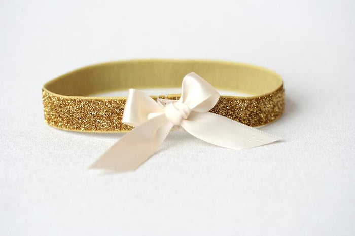 Ivory and Gold Glitter Garter