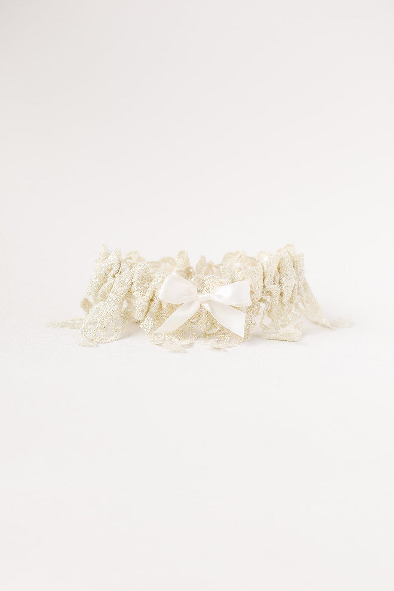 Garter: Gold Lace and Ivory Satin