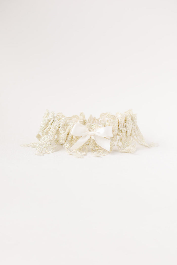 Garter: Gold Lace and Ivory Satin