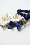 Garter Set: Gold Lace, Navy Blue & Ivory