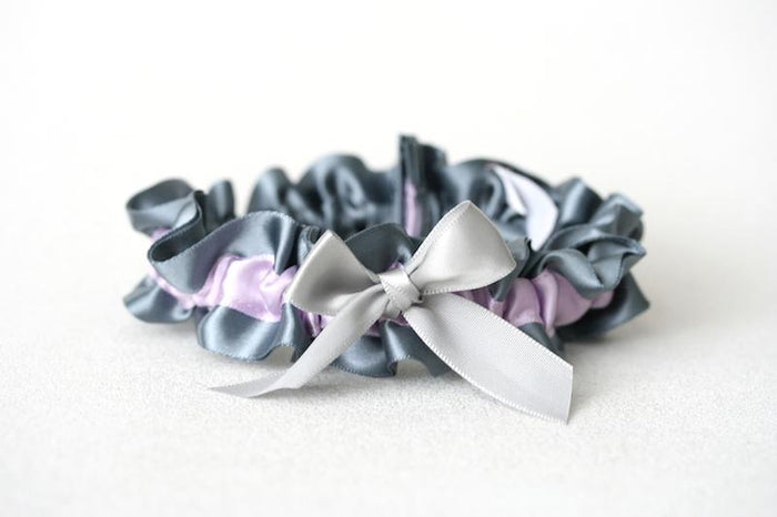 Custom Wedding Garter: Gray and Lavender