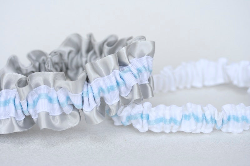 White, Blue and Gray Garter Set