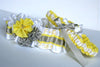 White, Gray and Yellow Embroidered Garter