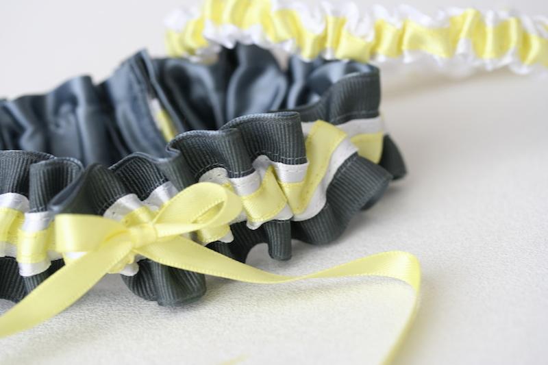 Gray, White and Yellow Garter Set