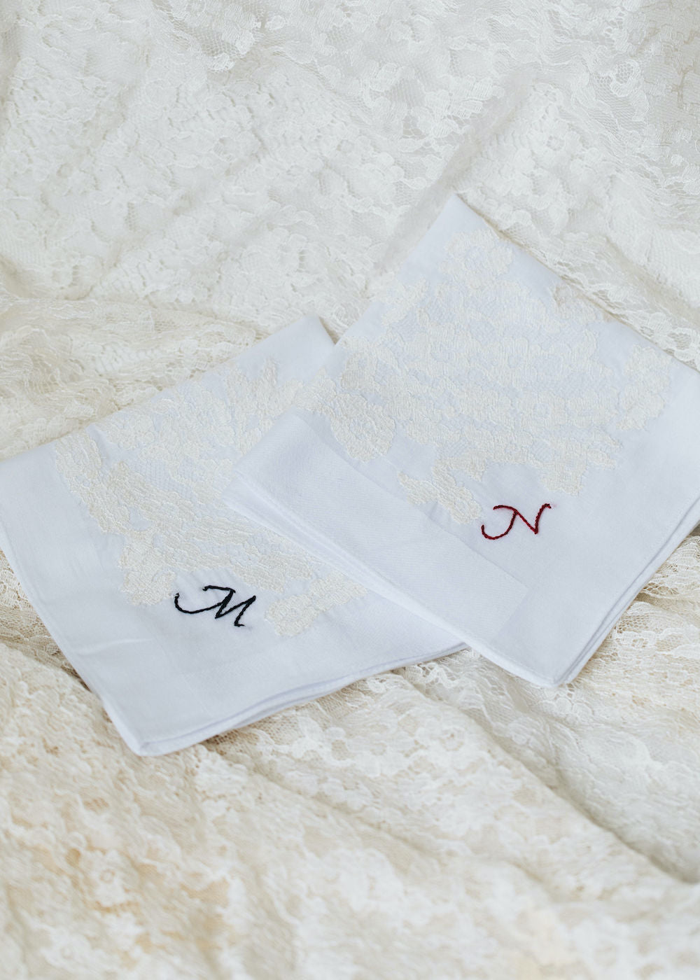 Handkerchiefs: Great Grandmother's Lace with Personalized Embroidery