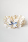Garter Set: From Mother's Wedding Dress Sleeve with Dusty Blue