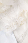 personalized bridal garter and handkerchief made with mother's wedding dress lace