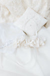 ivory wedding garter and handkerchief heirlooms with ring bearer pillow all handmade by The Garter Girl