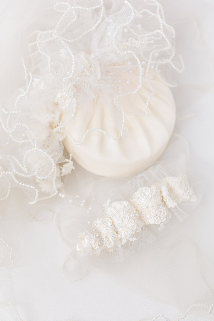 Garter: Made From the Mother's Veil with Embroidery