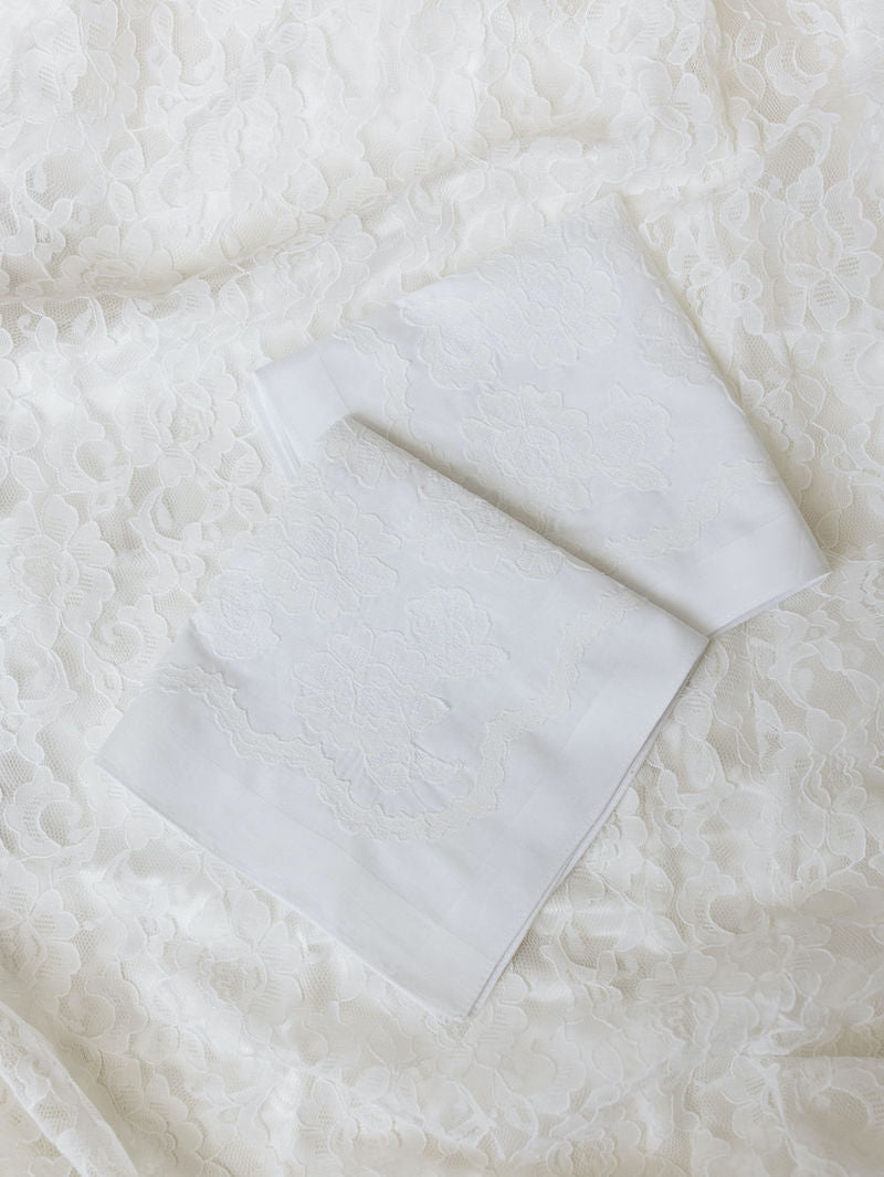 Two Lace Wedding Handkerchiefs Made From Mom's Wedding Dress Hand Made by The Garter Girl