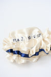 Garter: Gold Lace, Navy Blue and Embroidered