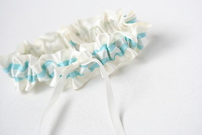Custom Wedding Garter Spotlight: Aqua and Ivory