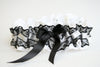 Ivory, Black Lace and Blue Embroidered Garter