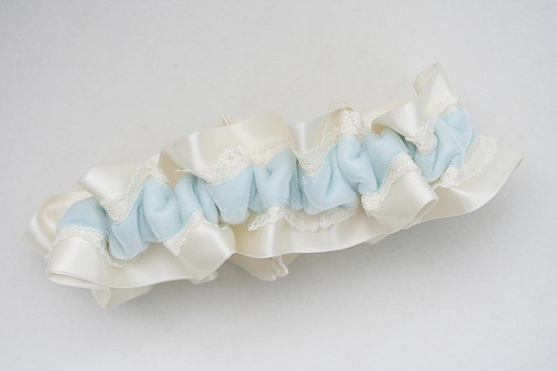 Garter: Light Blue Velvet and Lace