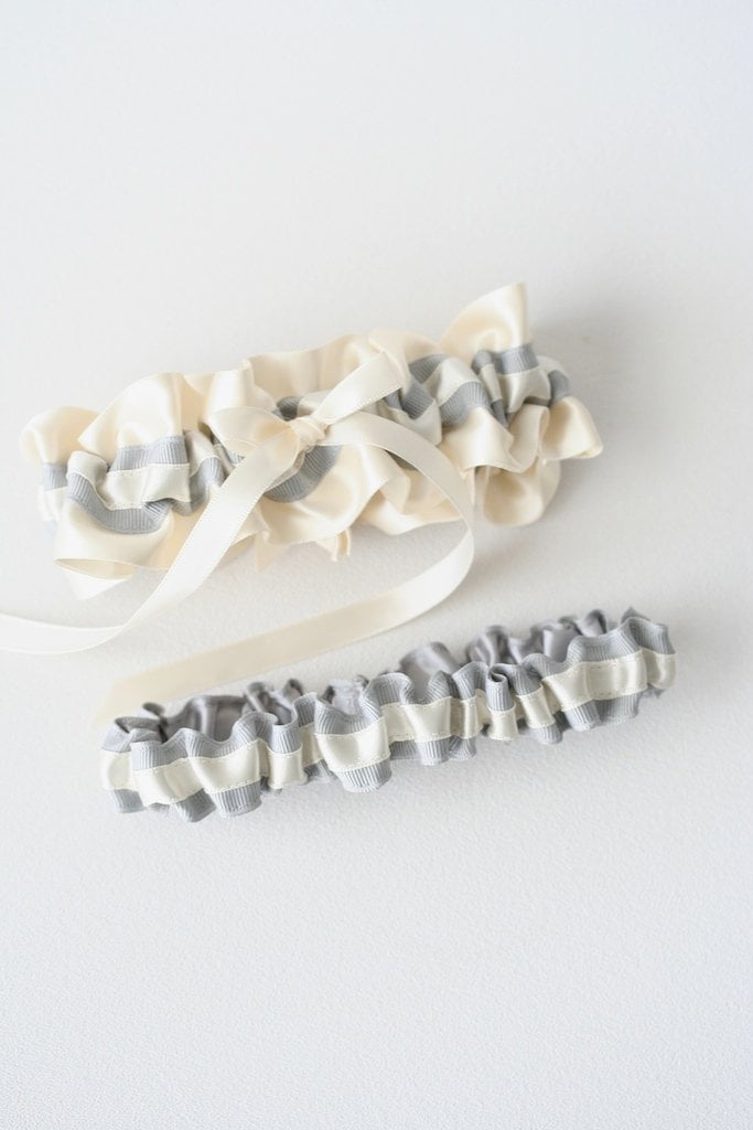 Custom Wedding Garter: Soft Gray and Ivory
