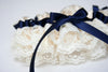 navy blue and lace wedding garter
