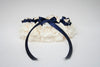 Ivory Lace and Navy Blue Garter