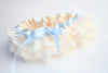 Lace, Light Blue and Pink Embroidered Garter