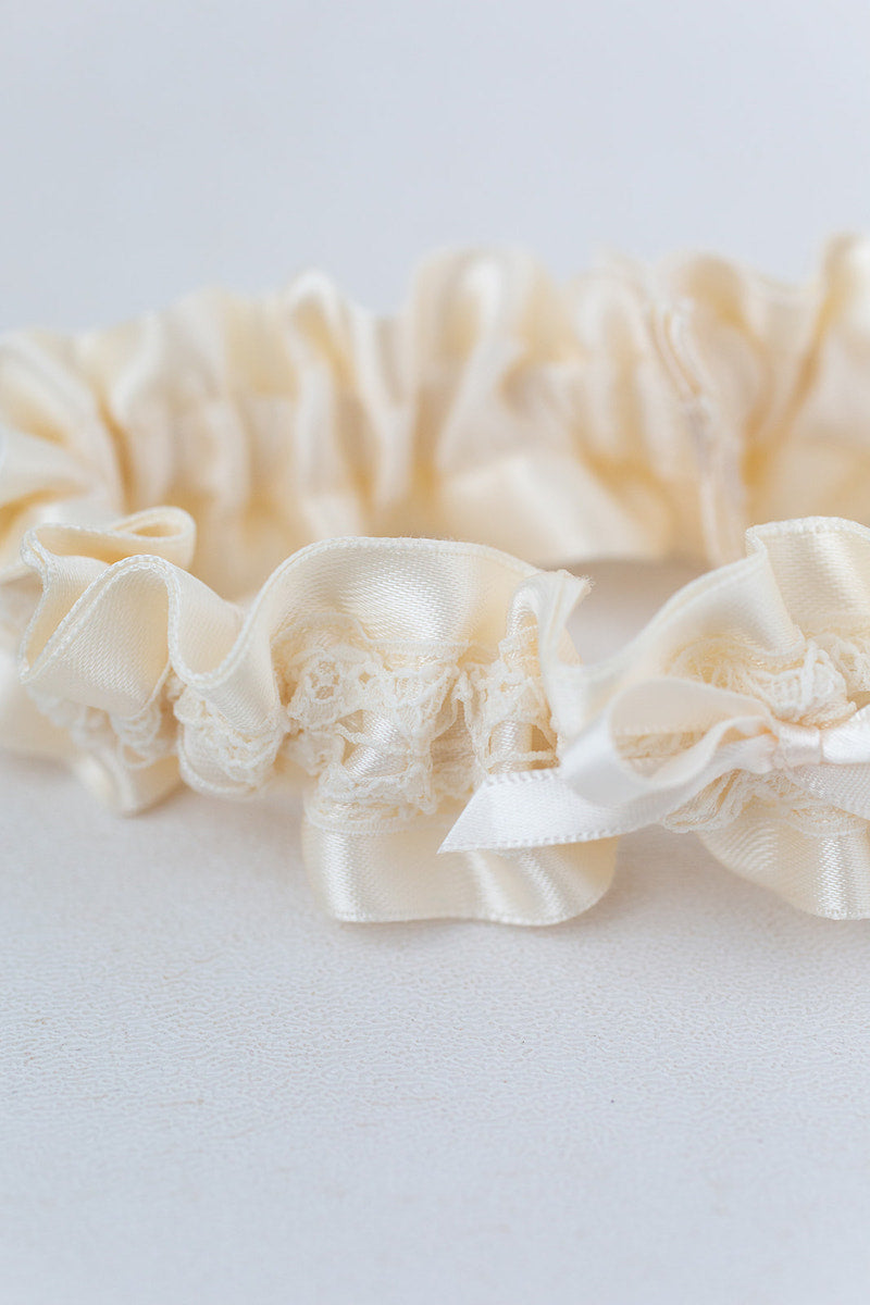 ivory satin and lace wedding garter for the bride 