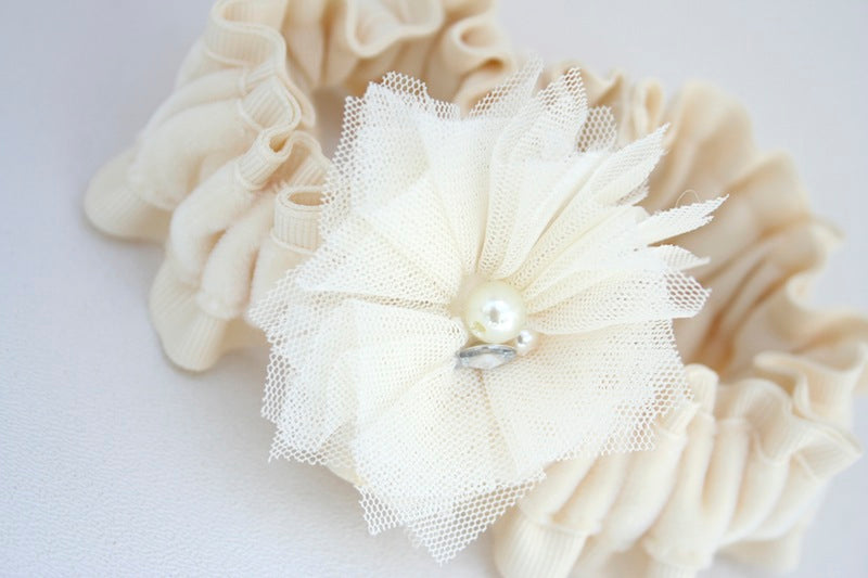 Ivory Velvet Sparkle Garter