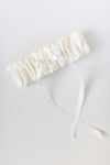 custom garter with ivory satin and lace