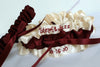 Burgundy and Ivory Embroidered Garter