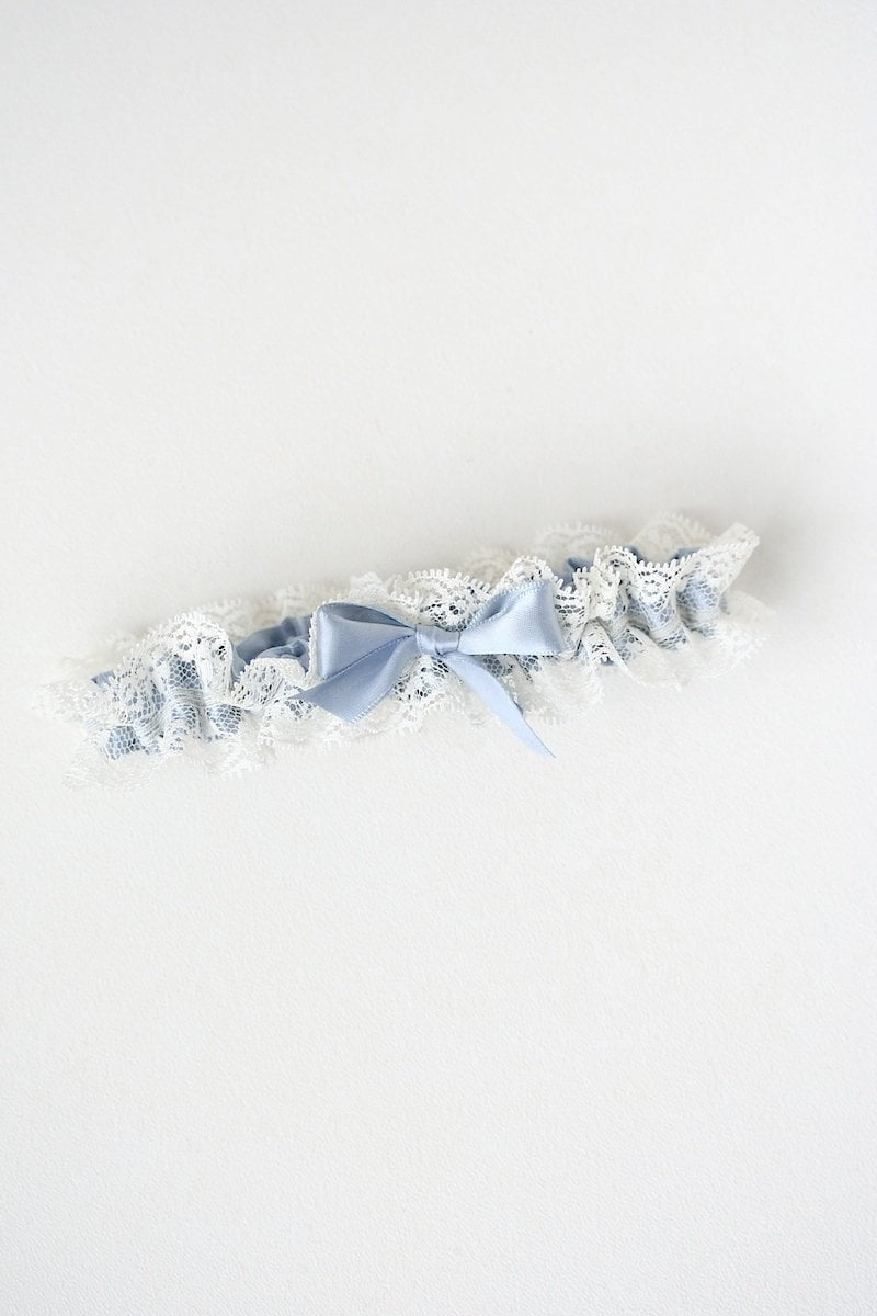 Garter: Lace & Dusty Blue Satin