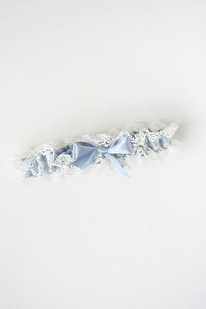 Garter: Lace & Dusty Blue Satin
