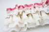 Layers of Ivory Lace, Gold and Pink Wedding Garter