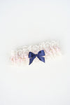 Garter Set: Lace, Pearls, Blush & Navy Blue