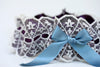 Custom Wedding Garter: Dark Purple, Lace and Blue