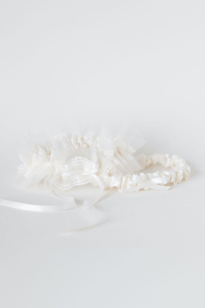 tulle and lace wedding garter set handmade wedding heirloom by The Garter Girl