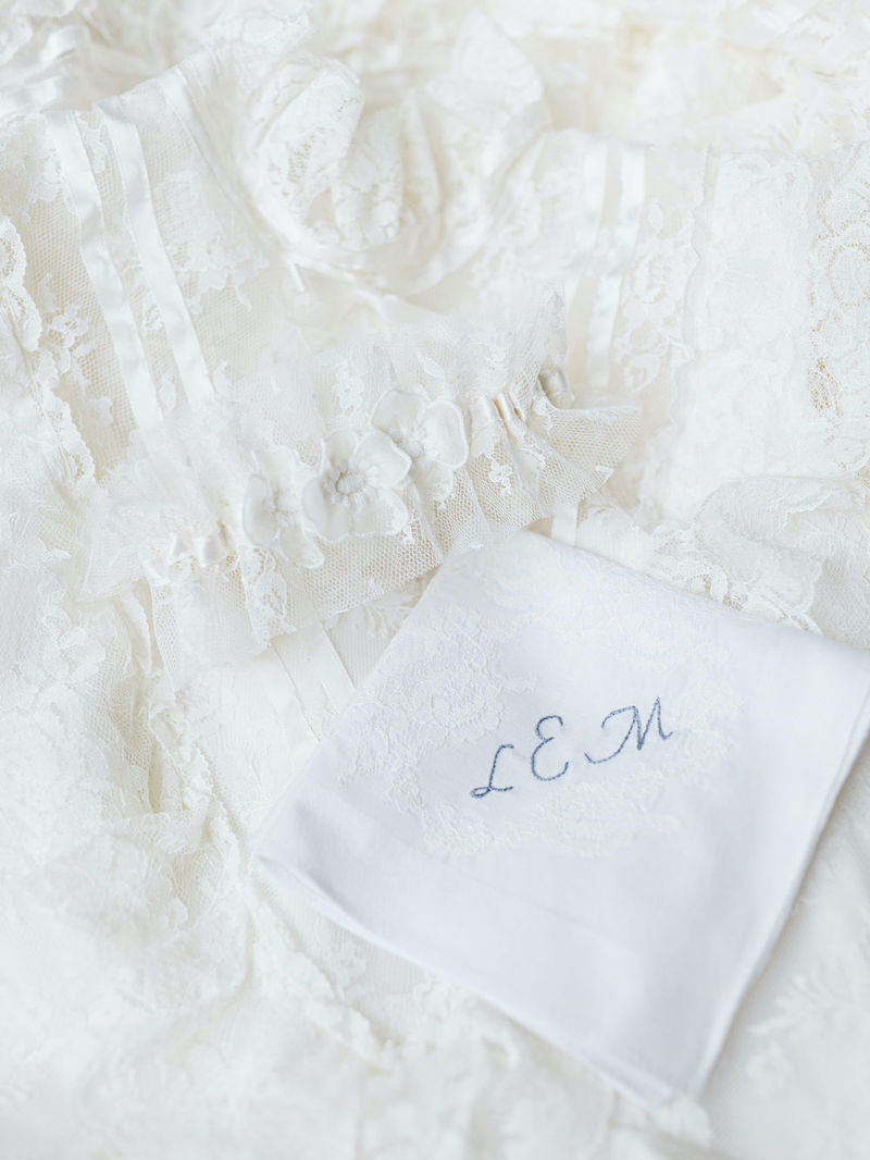 Lace Bridal Garter and Wedding Handkerchief from Mom's Dress