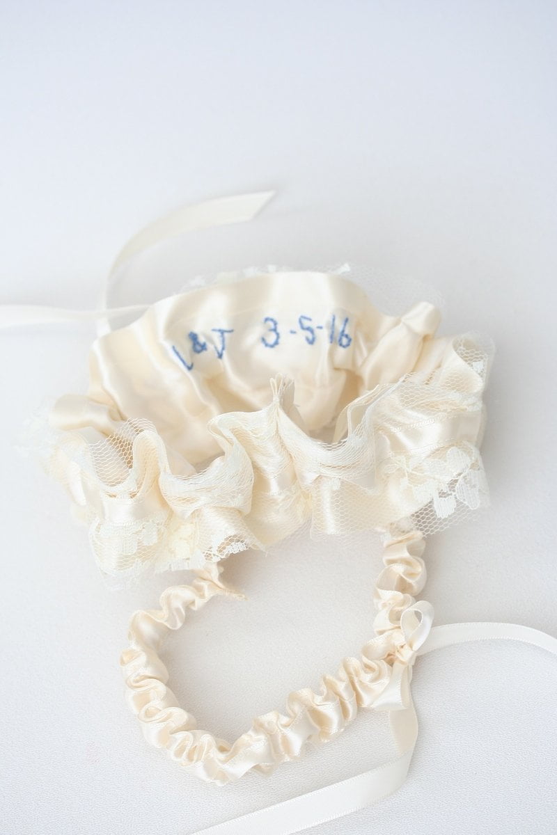 Ivory Lace Personalized Garter Set