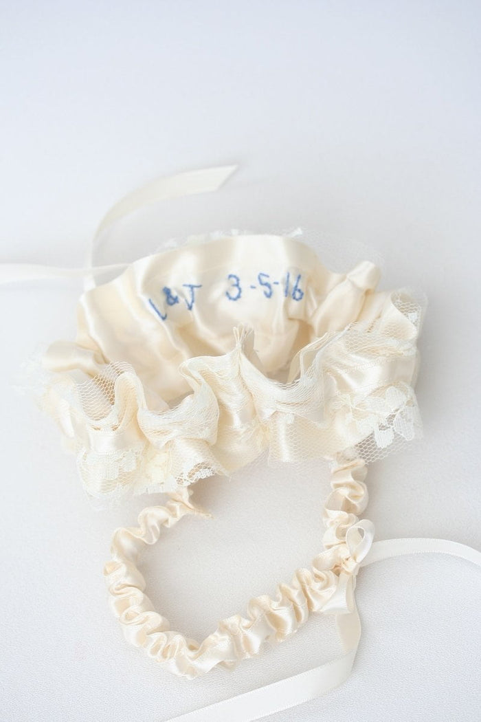 Ivory Lace Personalized Garter Set