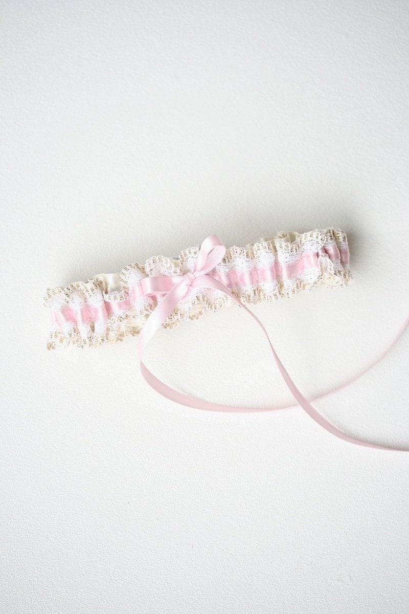 Blush and Gold Lace Garter
