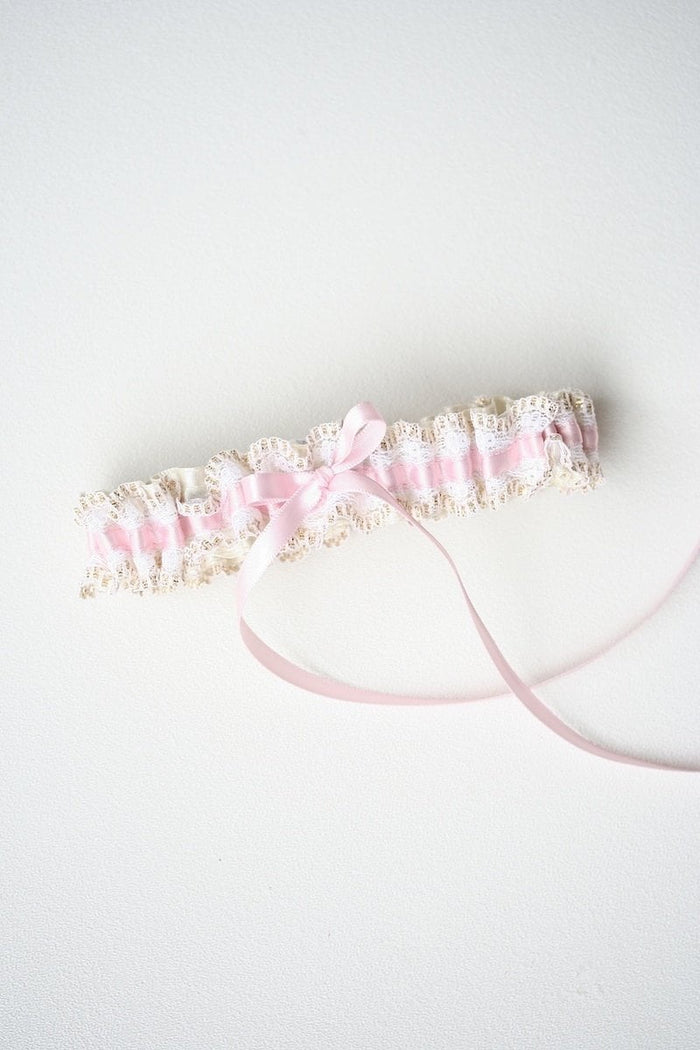 Blush and Gold Lace Garter