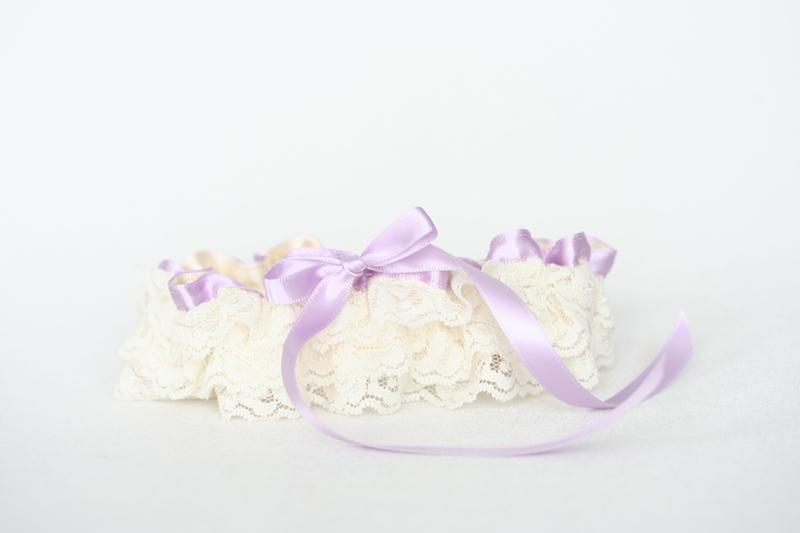 Ivory Lace and Lavender Garter Set