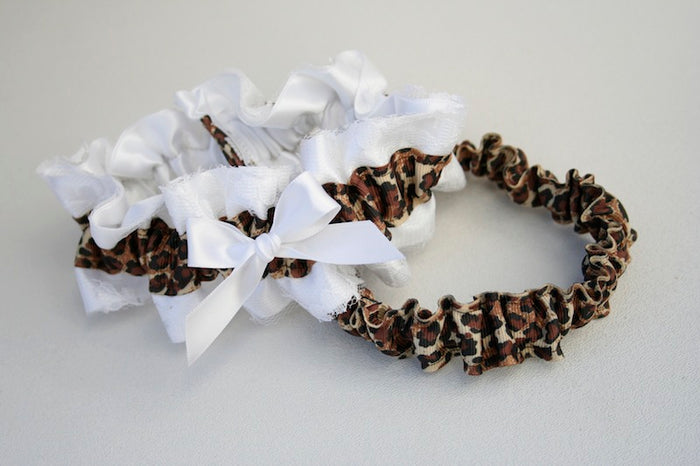 Custom Leopard and White Lace Wedding Garter