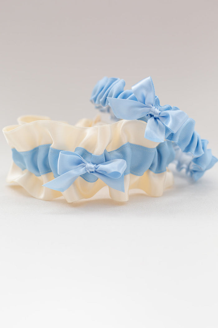 Garter Set: Ivory & Light Blue